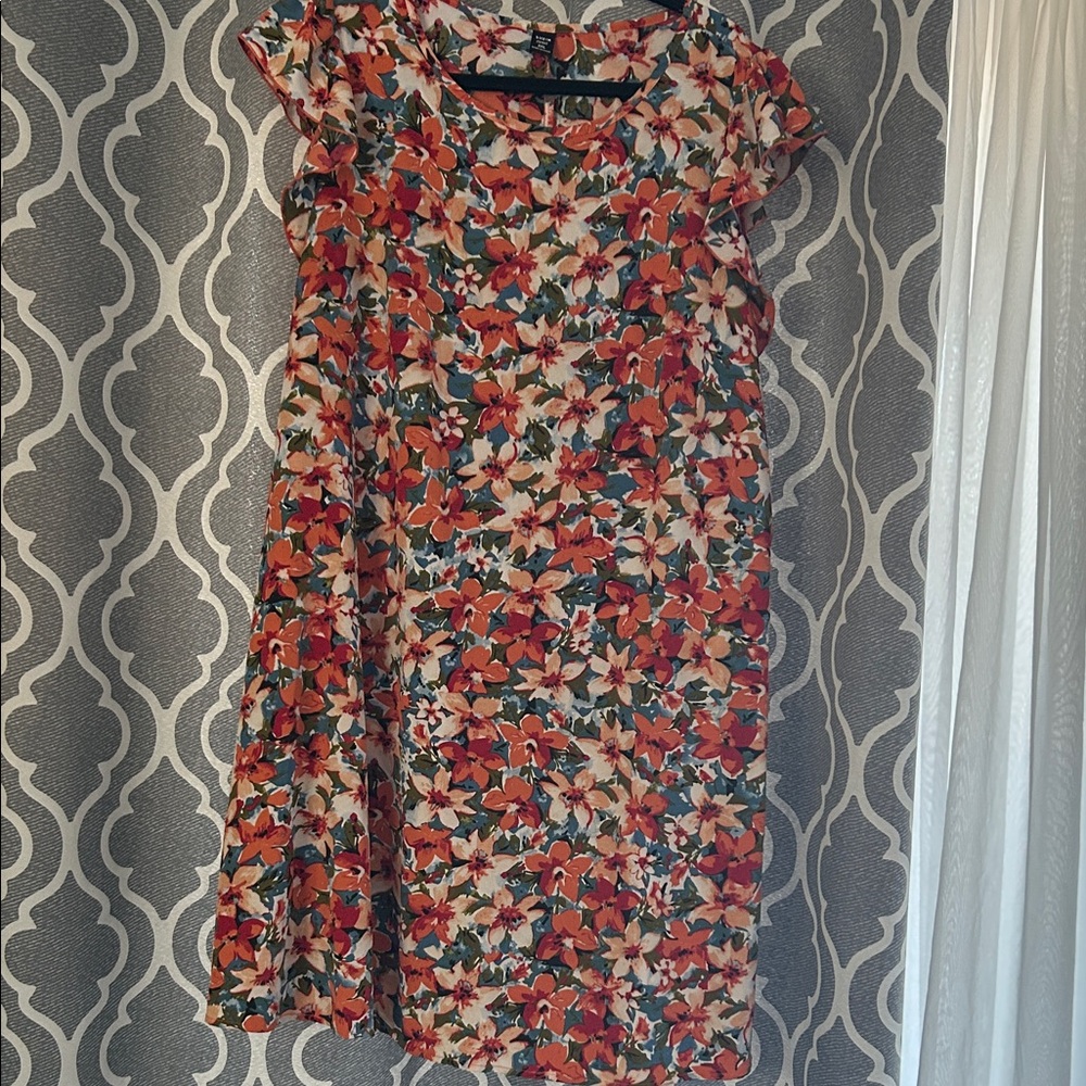 SHEIN Red and Green Floral Mini Dress